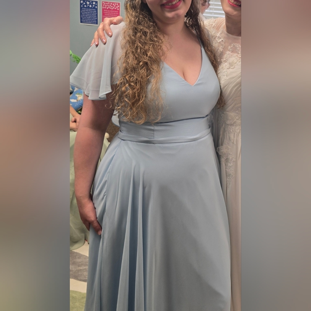 Azazie Jamie Sky Blue A-Line Chiffon Bridesmaid/ Elgant Dress Size 14